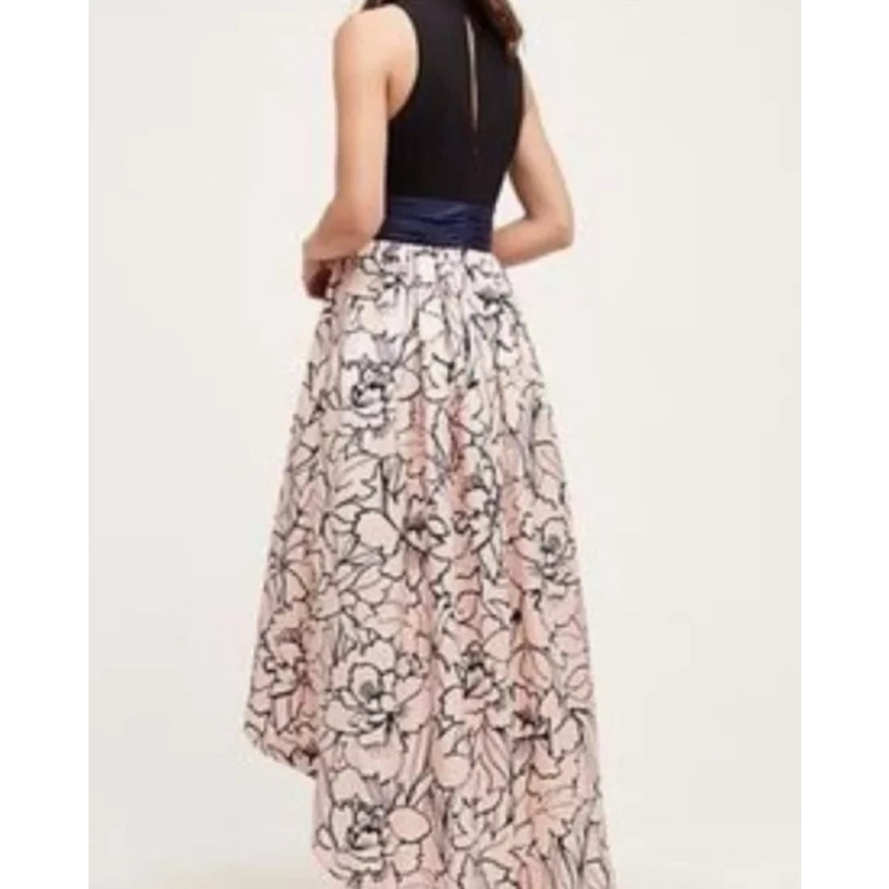 Moulinette Soeurs Dress Sumi Hi Low Black Pink Waist Tie Bow Anthropologie Siz 4 - Picture 2 of 9